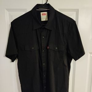 Men's Levi's Classic Western short sleeve button down shirt, size L Black Rinse.